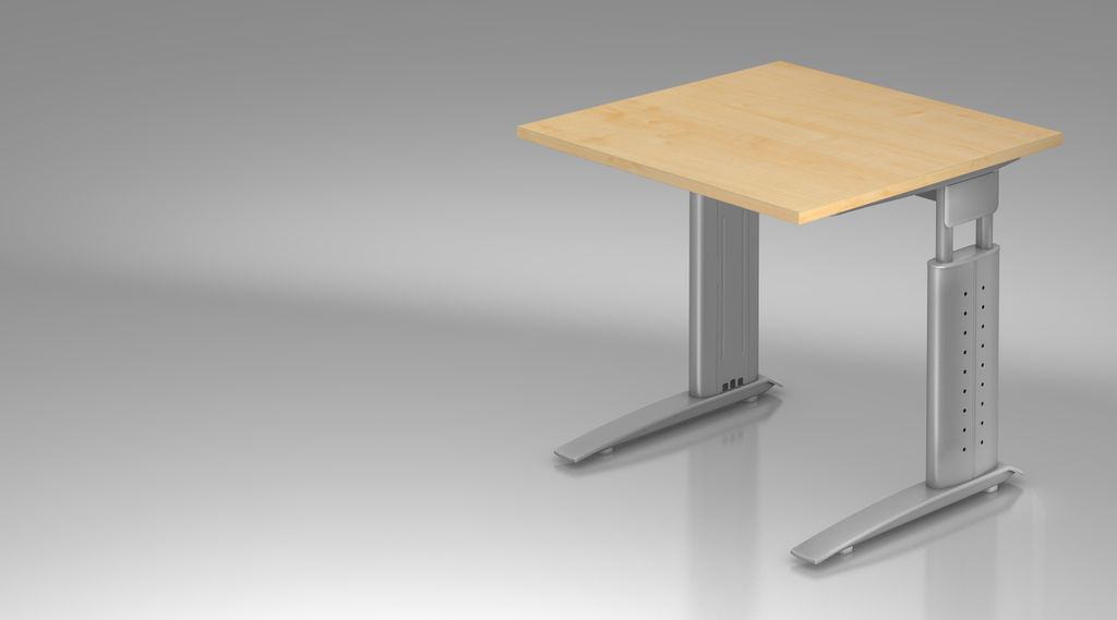 Schreibtisch C-Fuß 80x80cm Ahorn/Silber