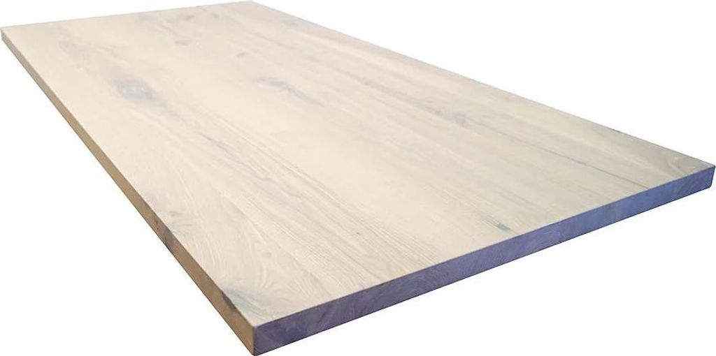 Tischplatte 200x100 cm ohne Baumkante aus massiver Esche, weiß veredelt
