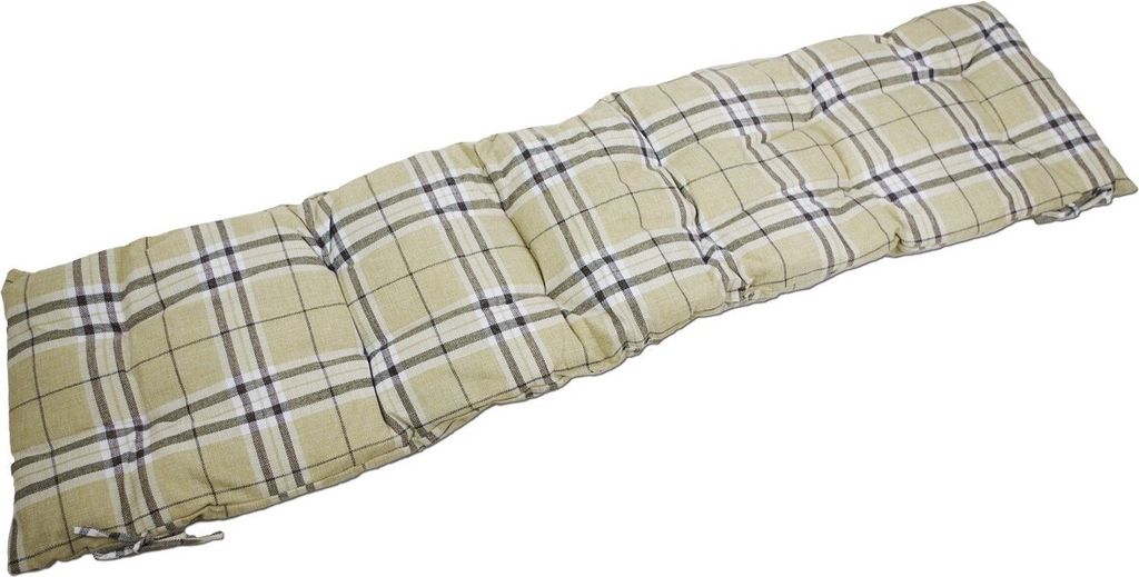 Bankauflage 168 x 42,5 cm in Beige kariert mit Befestigungsbändern