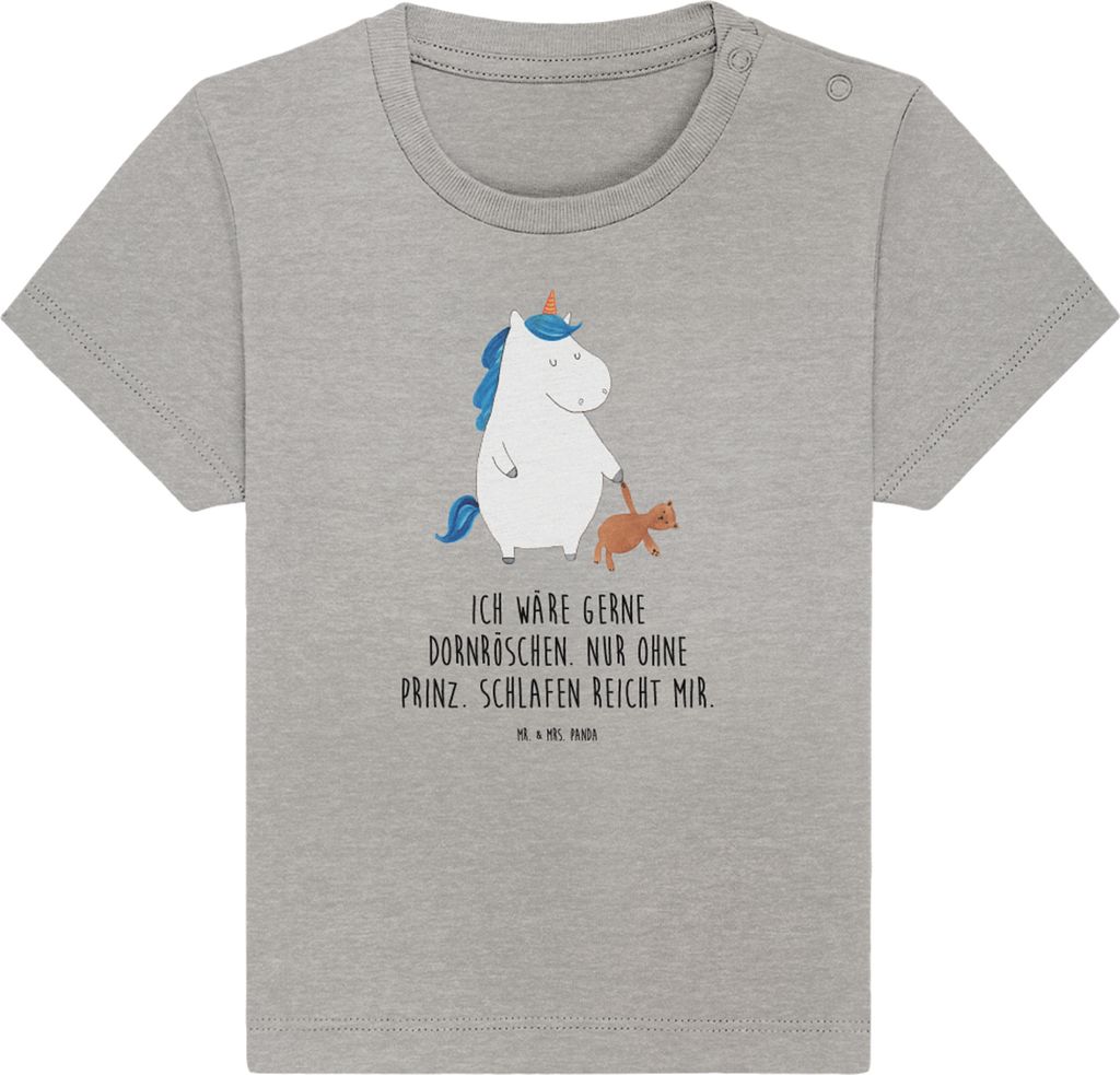Mr. & Mrs. Panda T-Shirt Einhorn Teddy 24. - 36. Monat - Heather Grey - Geschenk, Baby Shirt, Unicorn, Single, Baumwolle, Kinder, Babyshirt, Organi...
