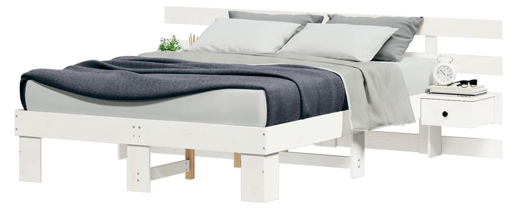 Bettgestell mit Schubladen in Weiß 135 x 190 cm