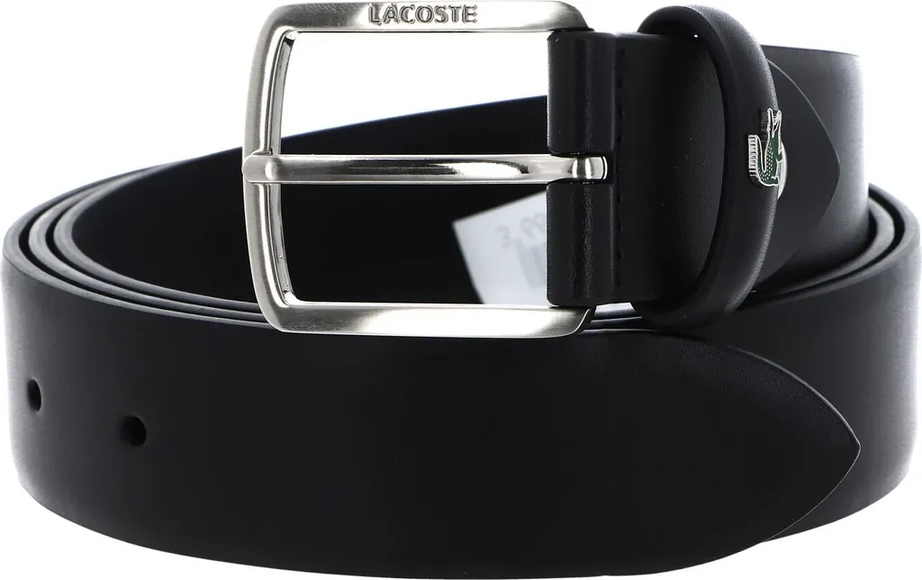Lacoste Cintura Uomo Pelle Nera 35mm Casual Stitched Edges W110 Originale