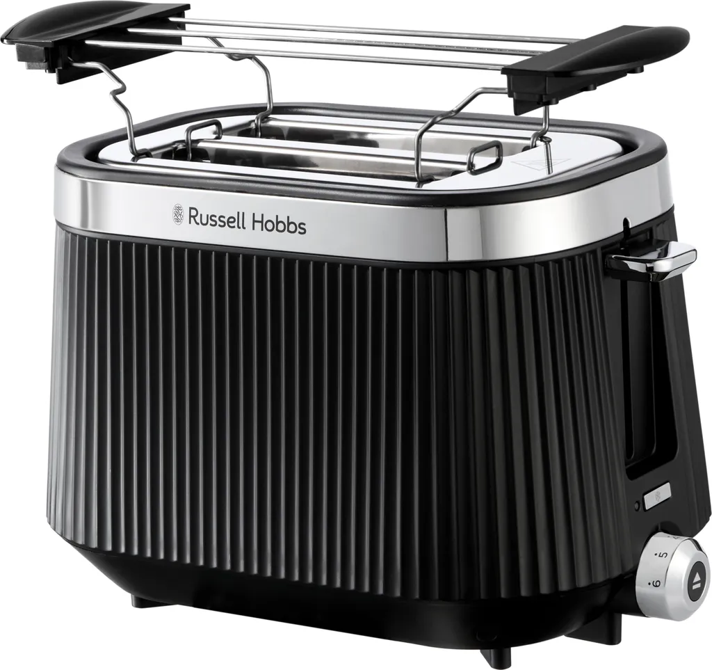 Grille-pain noir compact 2 tranches avec thermostat réglable précis