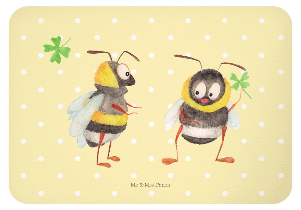 Mr. & Mrs. Panda Kühlschrankmagnet Hummeln Kleeblatt - Gelb Pastell - Geschenk, haftmagnet, glücklich sein, Biene Deko, Hummel, magnet, Lustige S...