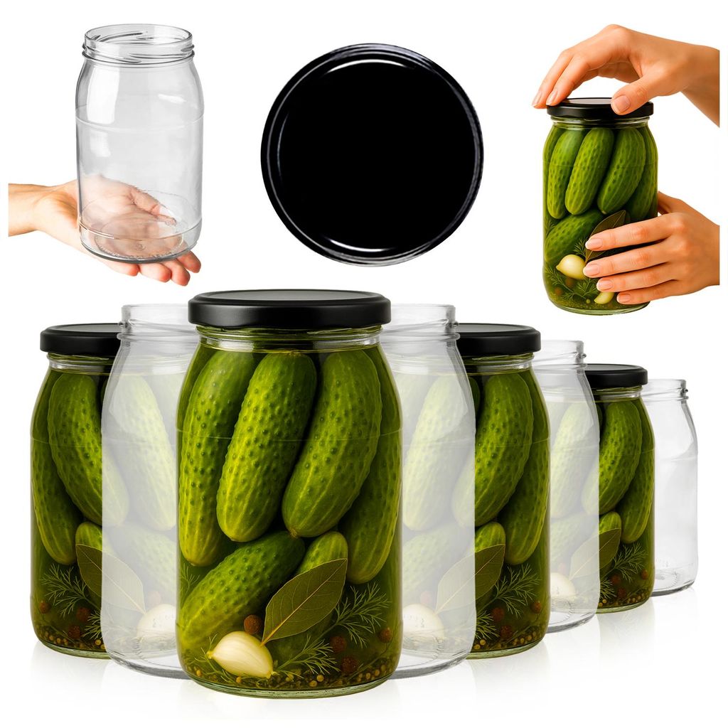 SuperButelki.pl - 60x Glasgefäß 900 ml mit Schraubverschluss, Gläserset 0,9 l mit Schraubverschluss für Konserven, Honig, Gläser mit Deckel fi...