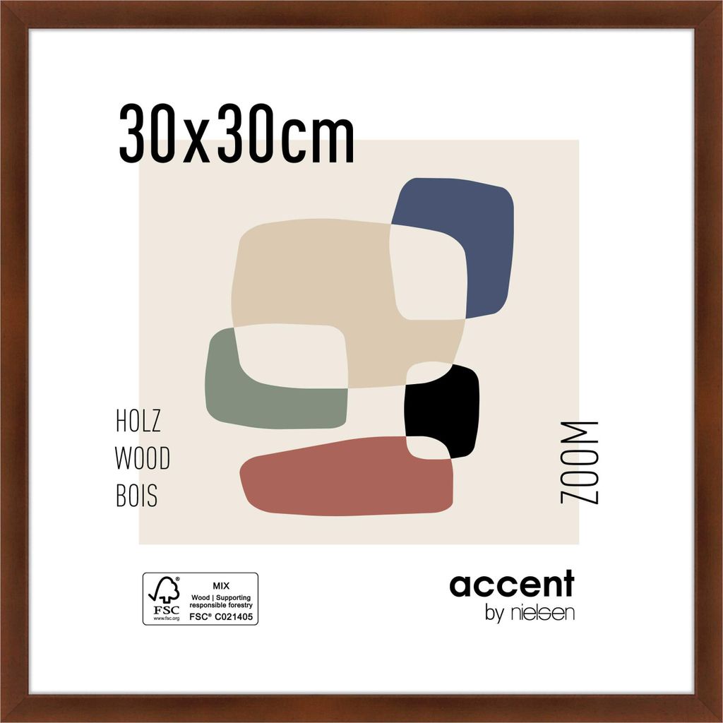accent by nielsen Holz Bilderrahmen Zoom, 30x30 cm, Walnuss