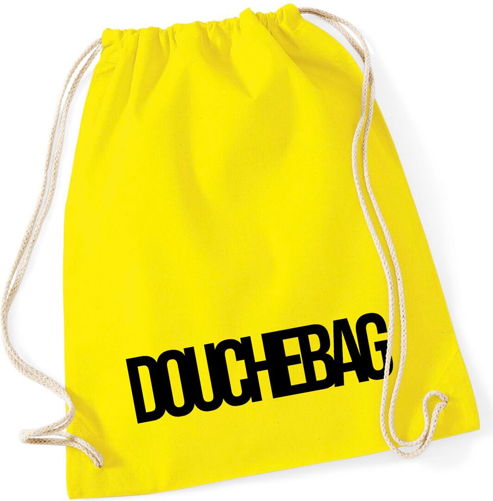 Huuraa Turnbeutel Douchebag Schriftzug 12 Liter Yellow Baumwolle Rucksack Geschenkidee