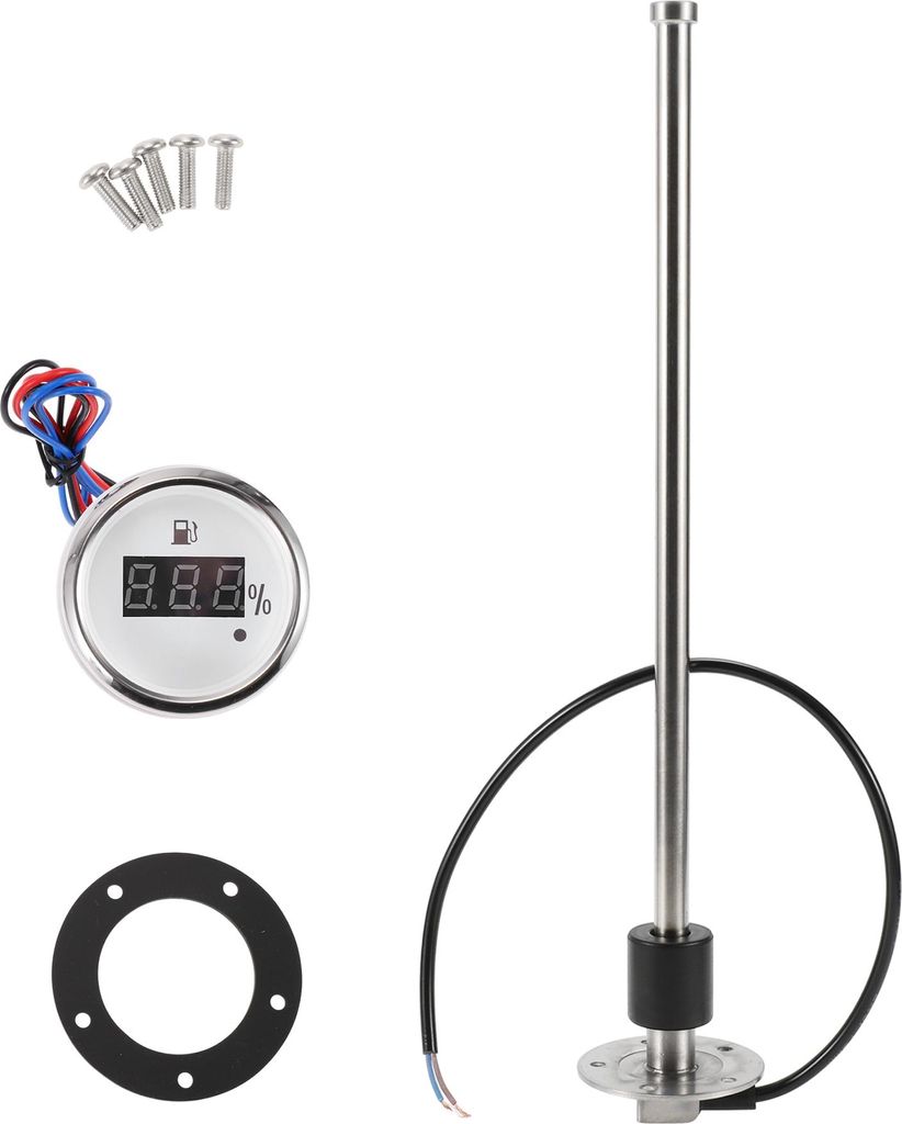 1 Set Kraftstoffstandsensor mit Kraftstoffanzeige Boot-Kraftstoff-Sendeeinheit Marine-Kraftstoff-Sendeeinheit Metall Silberton Weiß 0-190 Ohm 375mm