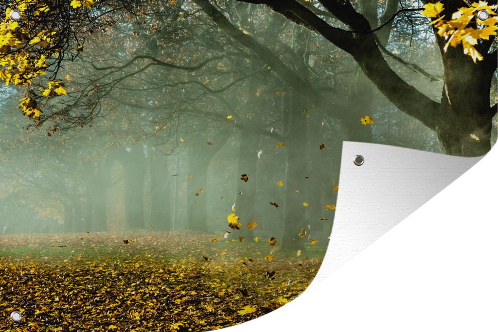 MuchoWow 90x60 cm Outdoor-Poster Gartendeko Sichtschutz Garten Poster für den Garten Baum - Grün - Blätter