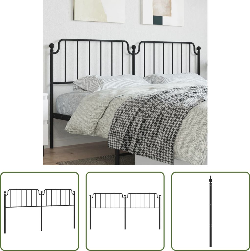 The Living Store Kopfteil Metall Schwarz 193 cm Produktbild 