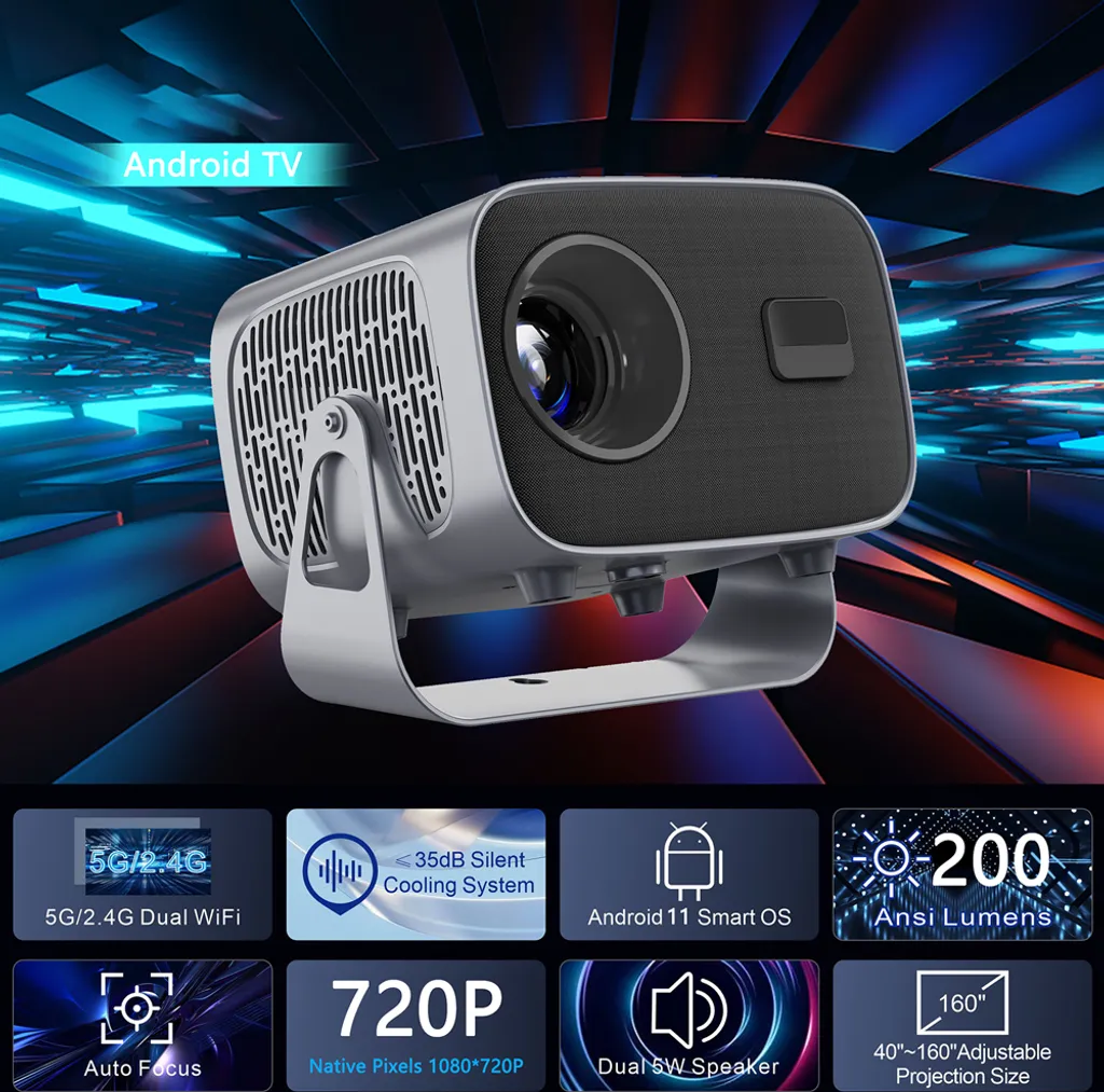 Mini Projecteur A10 Portable Android 11 - Correction Auto du Trapèze