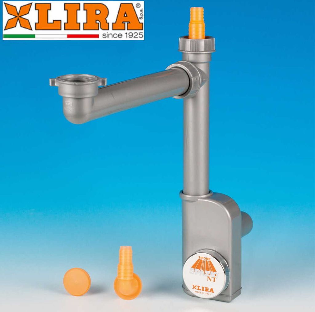 Platzsparender Siphon Für Ein Fach Mit Anschluss Für Geschirrspüler Oder Waschmaschine, Grau Lira