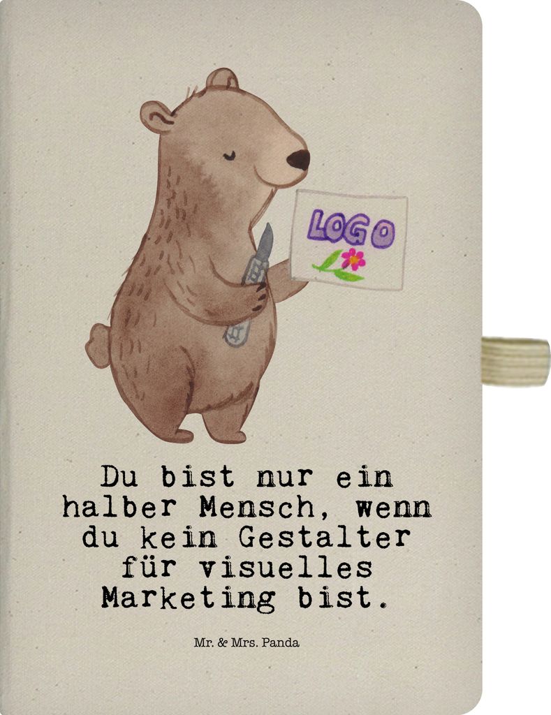 Mr. & Mrs. Panda notizbuch Gestalter für visuelles Marketing Herz - Transparent - Geschenk, Gedankenbuch, Kladde, Journal, Skizzenbuch, Tagebuch