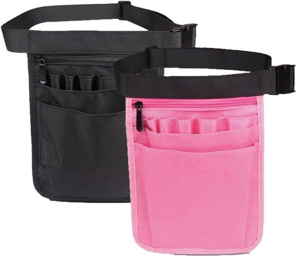 Robuuste heuptas voor dames en heren, verstelbare riem, meerdere vakken, kliniek, werk en service, roze en zwart