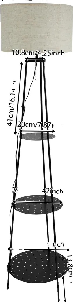 Lampadaire salon beige étagère de rangement E27 pour coin lecture