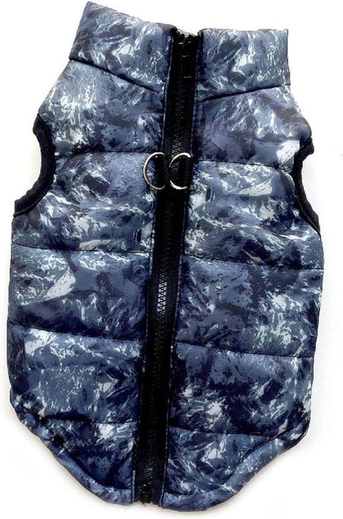 Winterjas für Haustiere, Größe M, schwarz mit Kapuze.