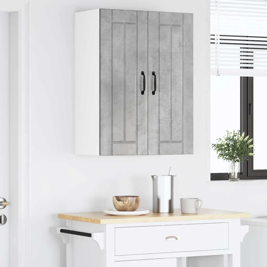 vidaXL Pensile Cucina 60cm Grigio Cemento | Mobile Salvaspazio 80cm - 4