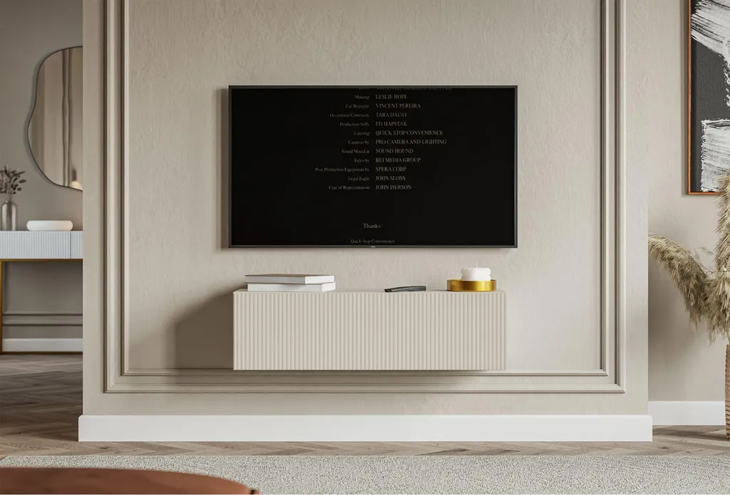 Mobiletto TV Grigio Selsey Veldio 100cm - Sospeso a Parete Resistente
