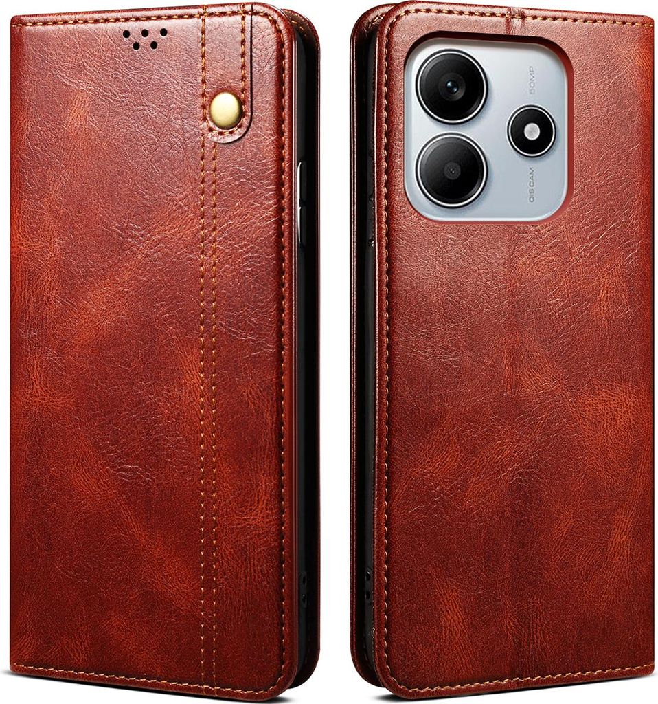 Hülle für Xiaomi Redmi Note 14 4G Leder Brieftasche Schutzhülle mit Standfunktion Rot