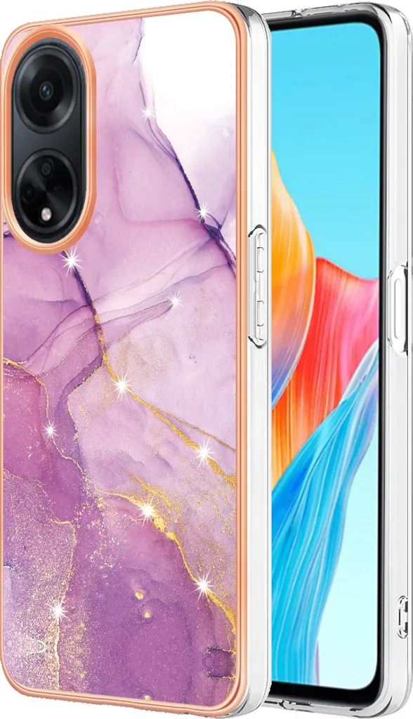 Custodia per Oppo A98, sottile marmo antiurto morbido TPU paraurti rosa
