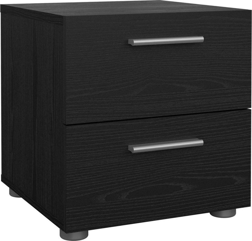 Dmora Nachttisch Amber 40,25x40x42,3 cm Schwarz 2 Schubladen