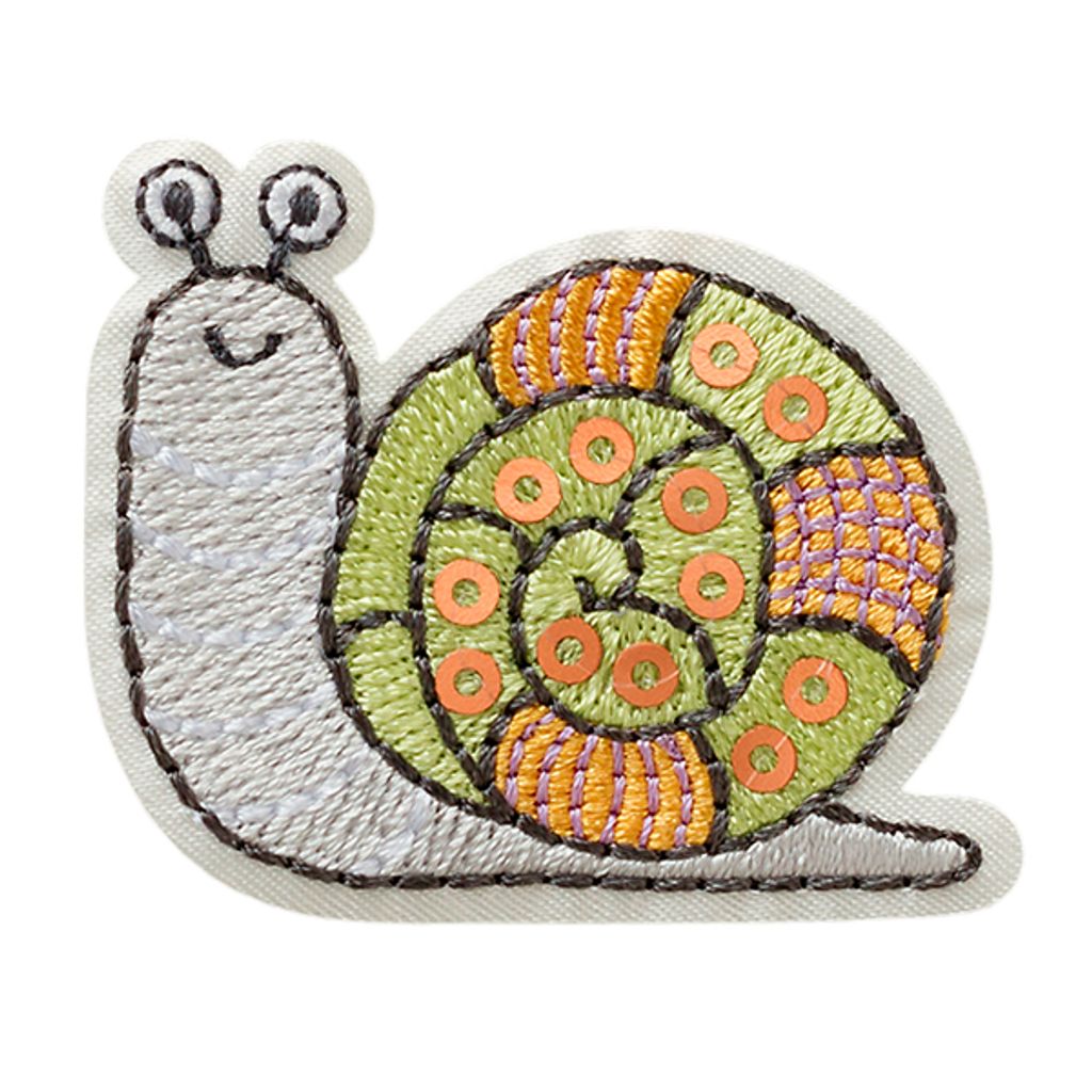 Mono Quick 06164 Schnecke mit Pailletten Bügelbild, Patch, ca. 3,7 x 4,3 cm