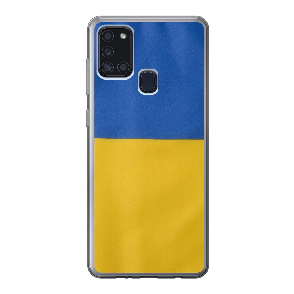 MuchoWow Handyhülle Schutzhülle Hülle für Samsung Galaxy A21s Nahaufnahme der Flagge der Ukraine Silikon Softcase Handy Hülle - Hartschale