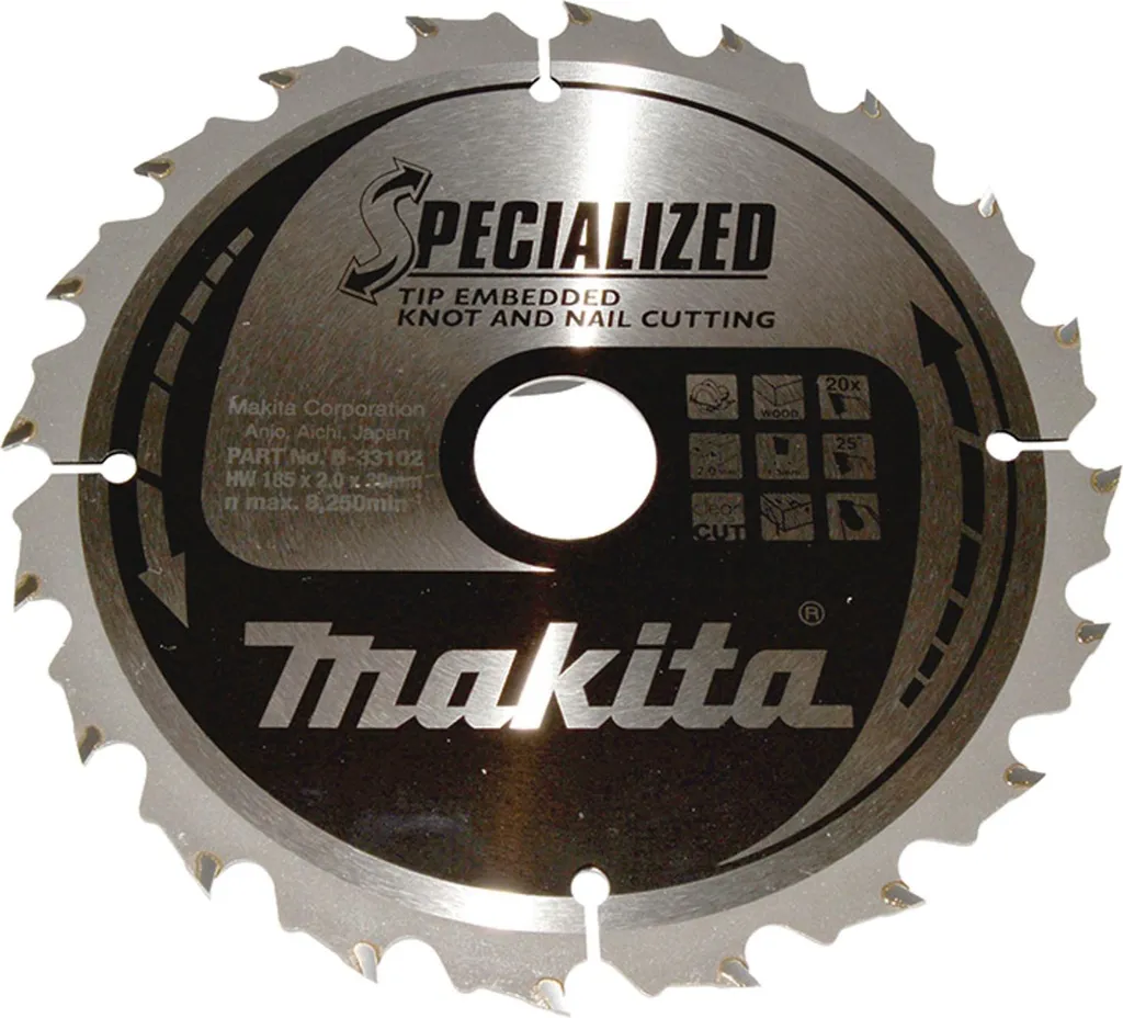 Fornitura Lame Professionali Makita B-33102 - 185x30x20Z TCT