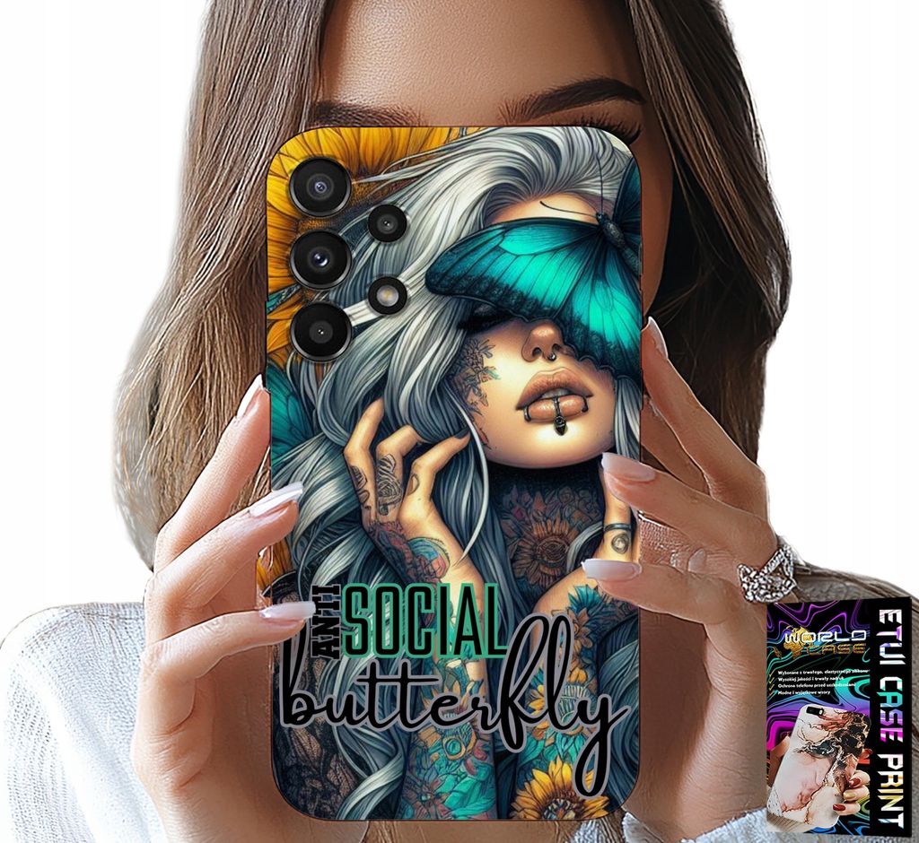 Etui Für Samsung Galaxy A13 4G - Anti Social, Schmetterling, Schmetterling, Feminin