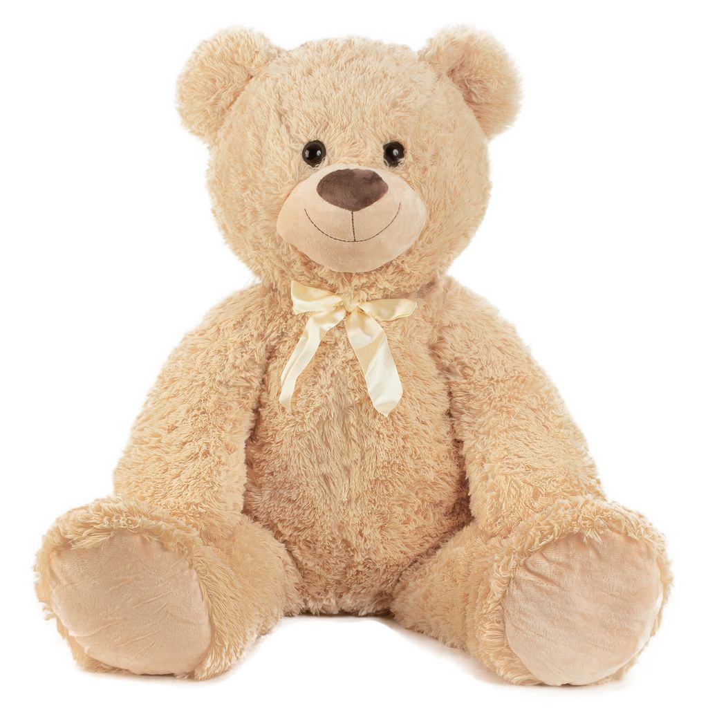 XXL Teddybär 100 cm groß mit Schleife Hellbraun Kuscheltier Teddy Kuschelbär Bär 