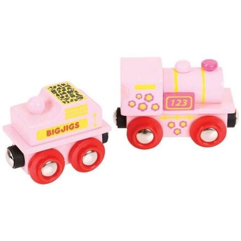 Bigjigs Rail Pink Lokomotive mit Tender Produktbild 