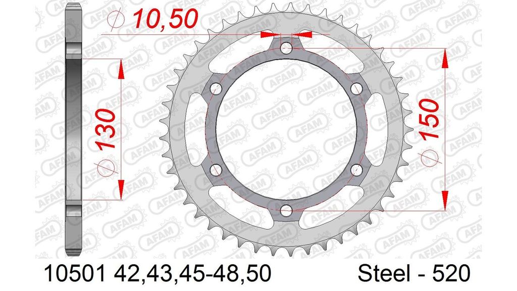 AFAM Standard Stahlritzel hinten 10501 - 520