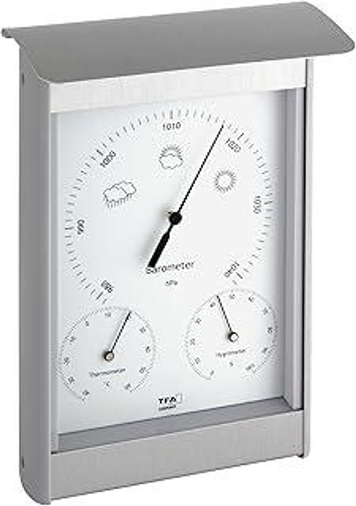 TFA Dostmann Analoge Außenwetterstation, 20.2045, aus Aluminium/Kunststoff, Barometer, Thermometer, Hygrometer, zur Wettervorhersage, wetterfest, ...