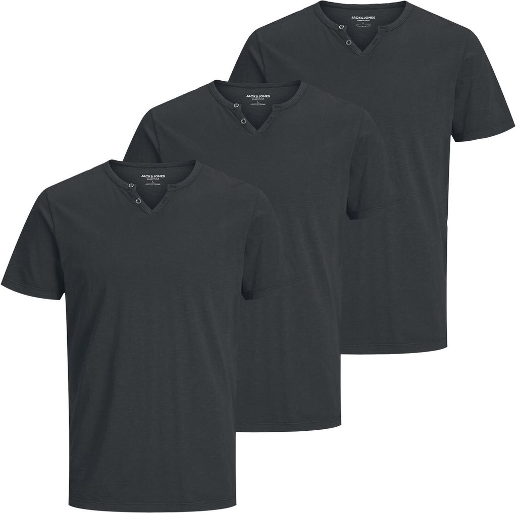 3er Pack JACK & JONES Herren T-Shirts JJESPLIT Neck Tee SS