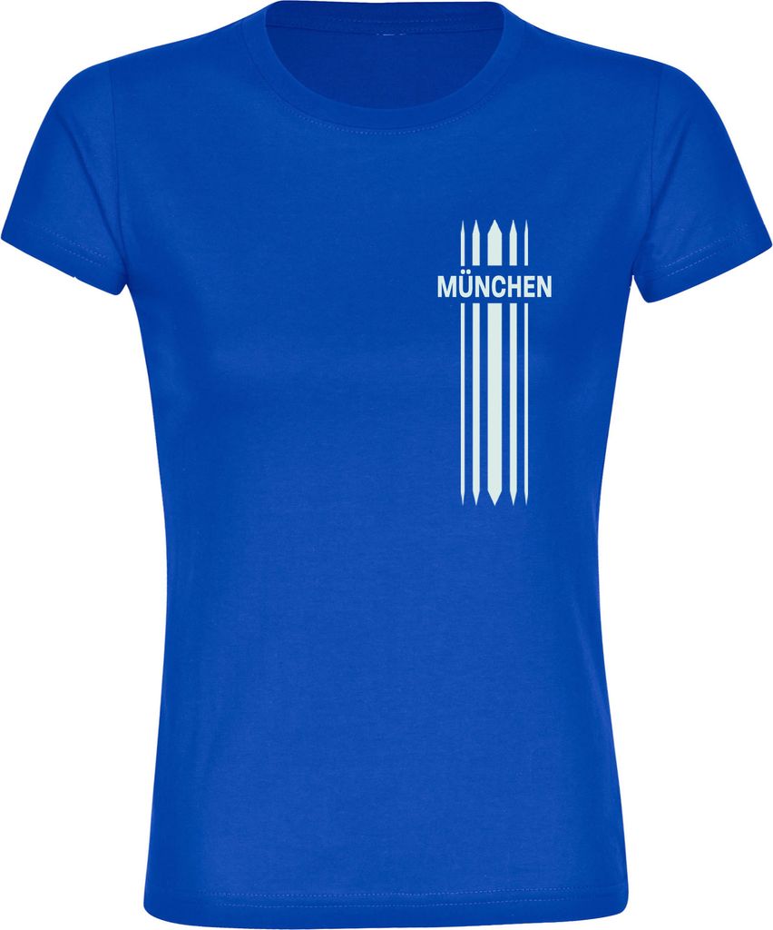 multifanshop Damen T-Shirt - München blau - Streifen, blau, Größe 3XL