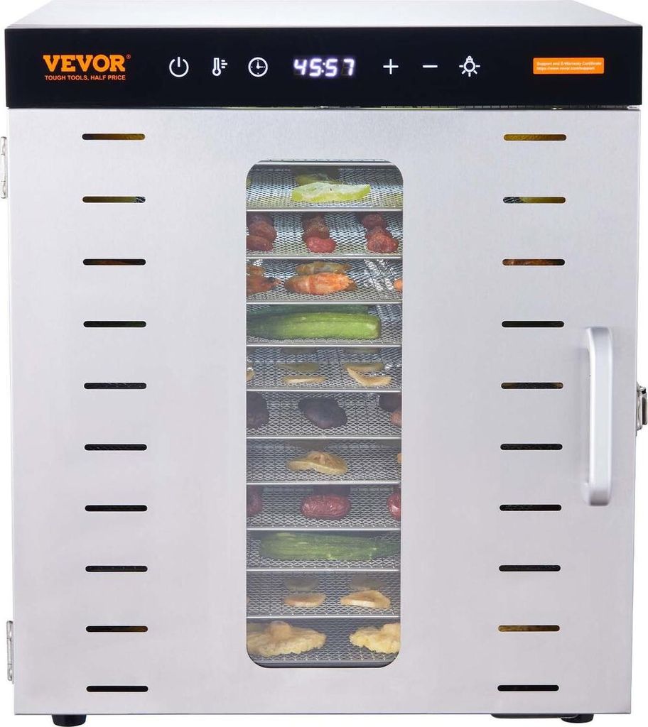 10 Trays Food Dehydrator Machine Stainless Steel 1000W Jerky Fruit Drying
