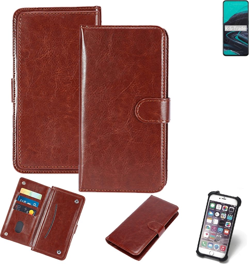 K-S-Trade 360° Hülle kompatibel mit Oppo Reno2 braun Kunstleder Case BookCase WalletCase Kunstlederederhülle Handyhülle, Rundumschutz Bumper (1x)