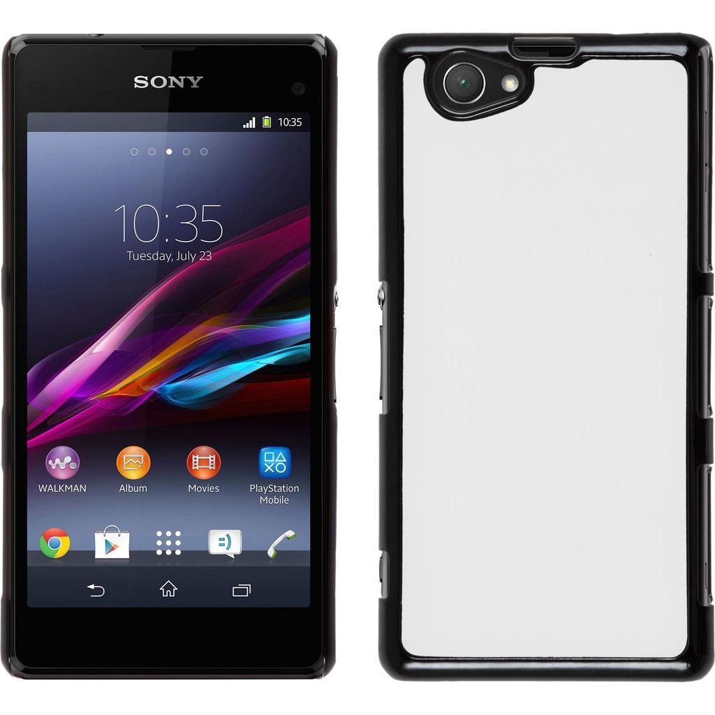 PhoneNatic Case kompatibel mit Sony Xperia Z1 Compact - Hülle weiß Lederoptik Hard-case + 2 Schutzfolien