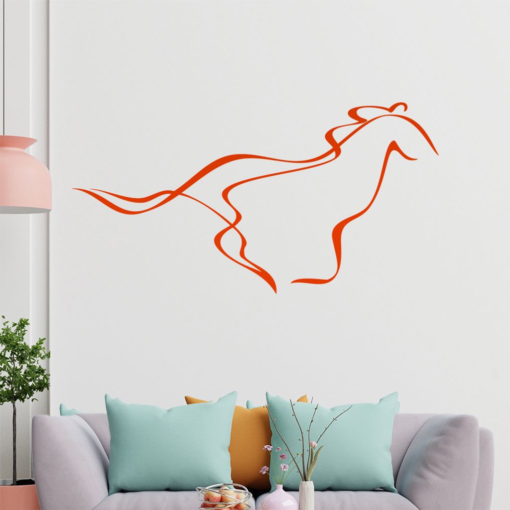Pferd Linien Wandtattoo in 6 Größen - Wandaufkleber Wall Sticker - Dekoration, Küche, Wohnzimmer, Schlafzimmer, Badezimmer