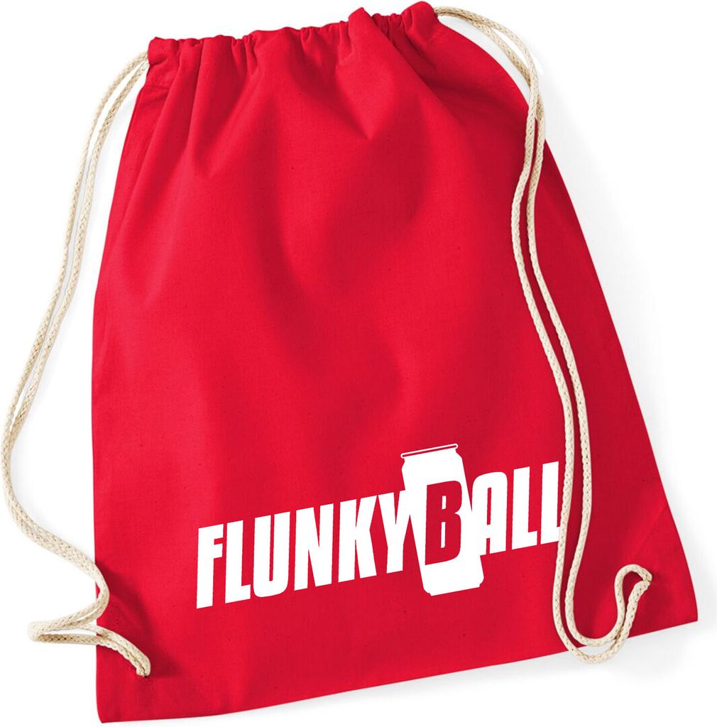 Huuraa Turnbeutel Flunkyball Bierdose 12 Liter Classic Red Baumwolle Rucksack Geschenkidee