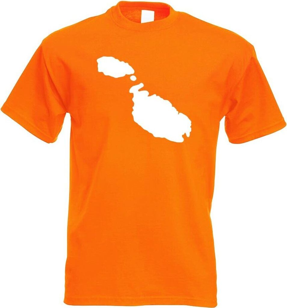 Kiwistar - T-Shirt - orange - Malta Umriss Kontur Herren Funshirt Bedruckt Design Sprüche Spruch Motive - mit Motiv Bedruckt - Funshirt Design - S...