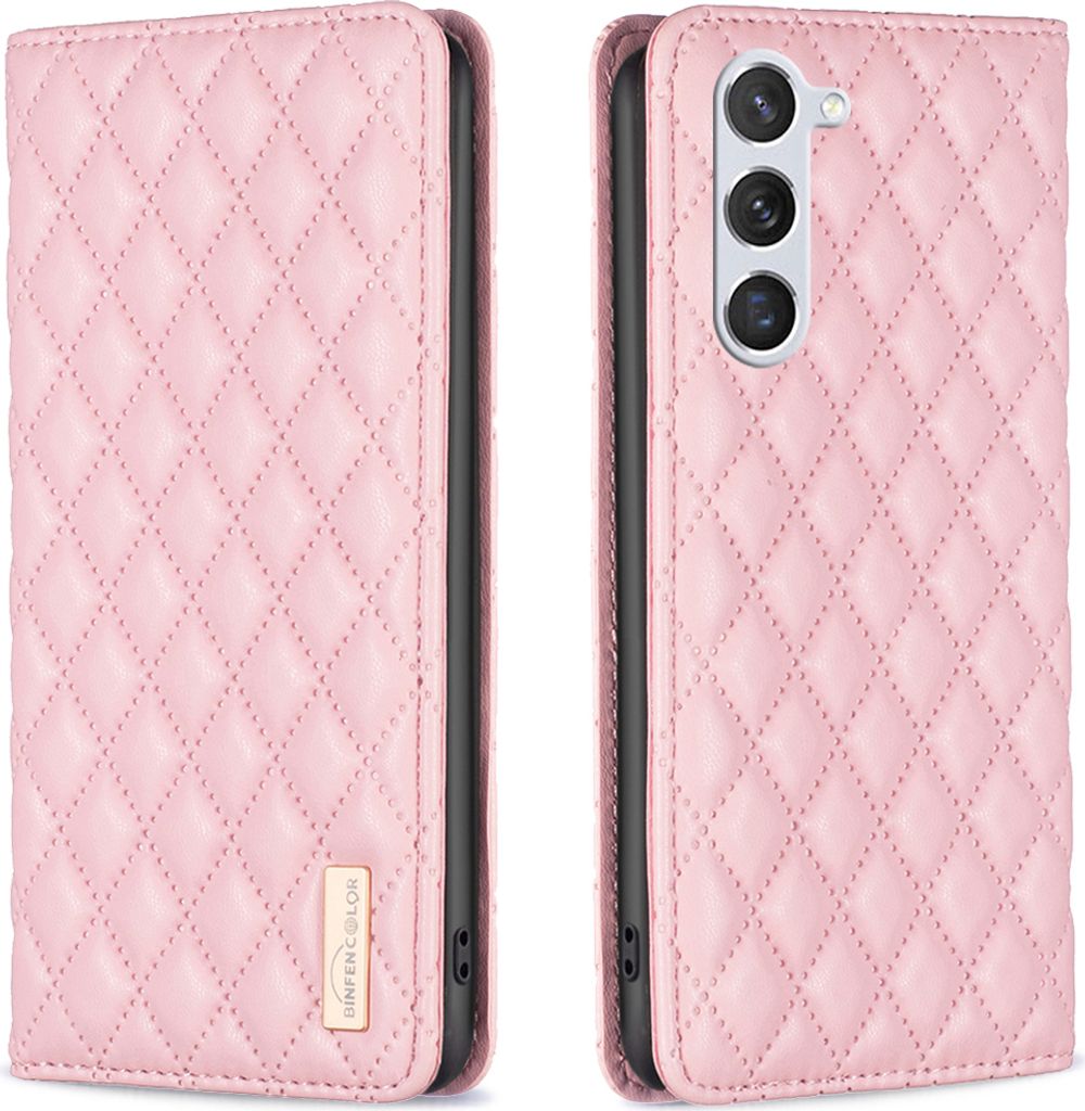 Galaxy S23 Hülle, Elegant Bookstyle Flip Leder Kartenfächer Schutzhülle mit Ständer für Samsung Galaxy S23 Pink