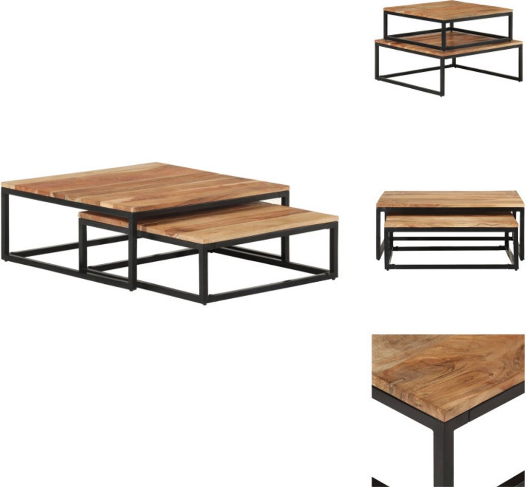 vidaXL Satztische 2 Stk. Massivholz Akazie -  Couchtische Produktbild 