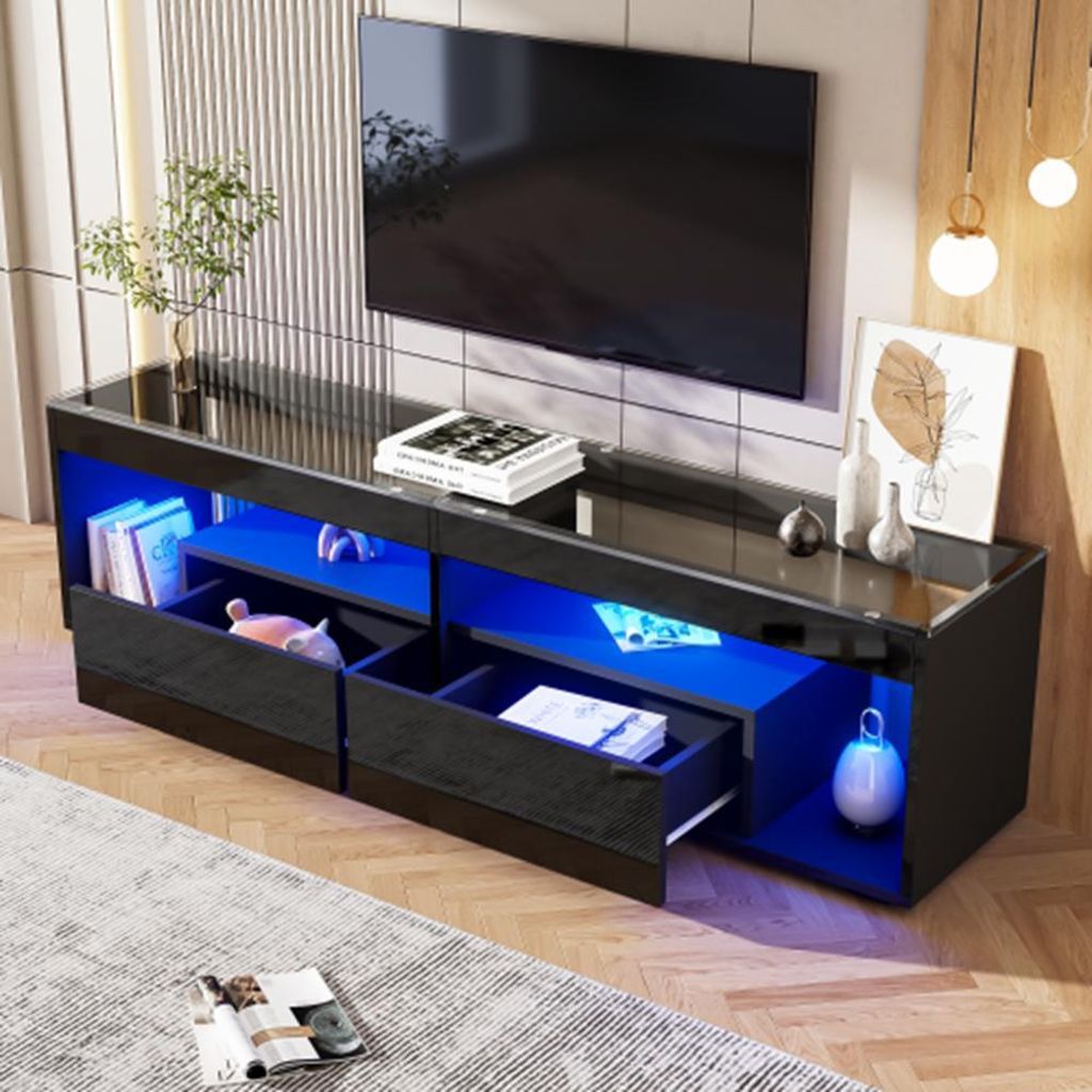TV-Schrank,Wohnzimmer-TV-Boards mit 2 Schubladen, Fernsehschrank, Konsolentisch für Wohnzimmer und Schlafzimmer für bis zu 70 Zoll große Fernseher
