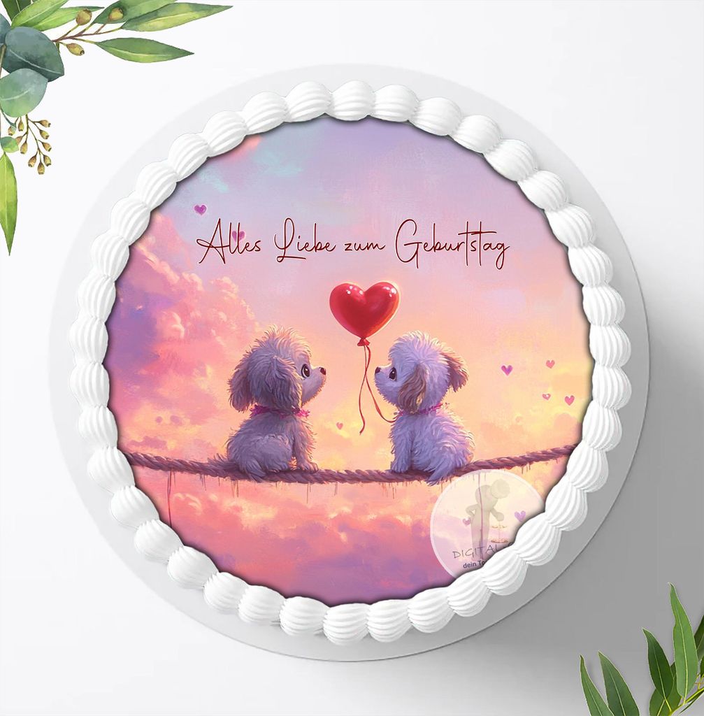 Für die Geburtstags Torte ein Tortenaufleger, Zuckerbild mit dem Motiv: Fellnasen, Essbares Foto für Torten, Fondant, Ø 20cm, 2169z