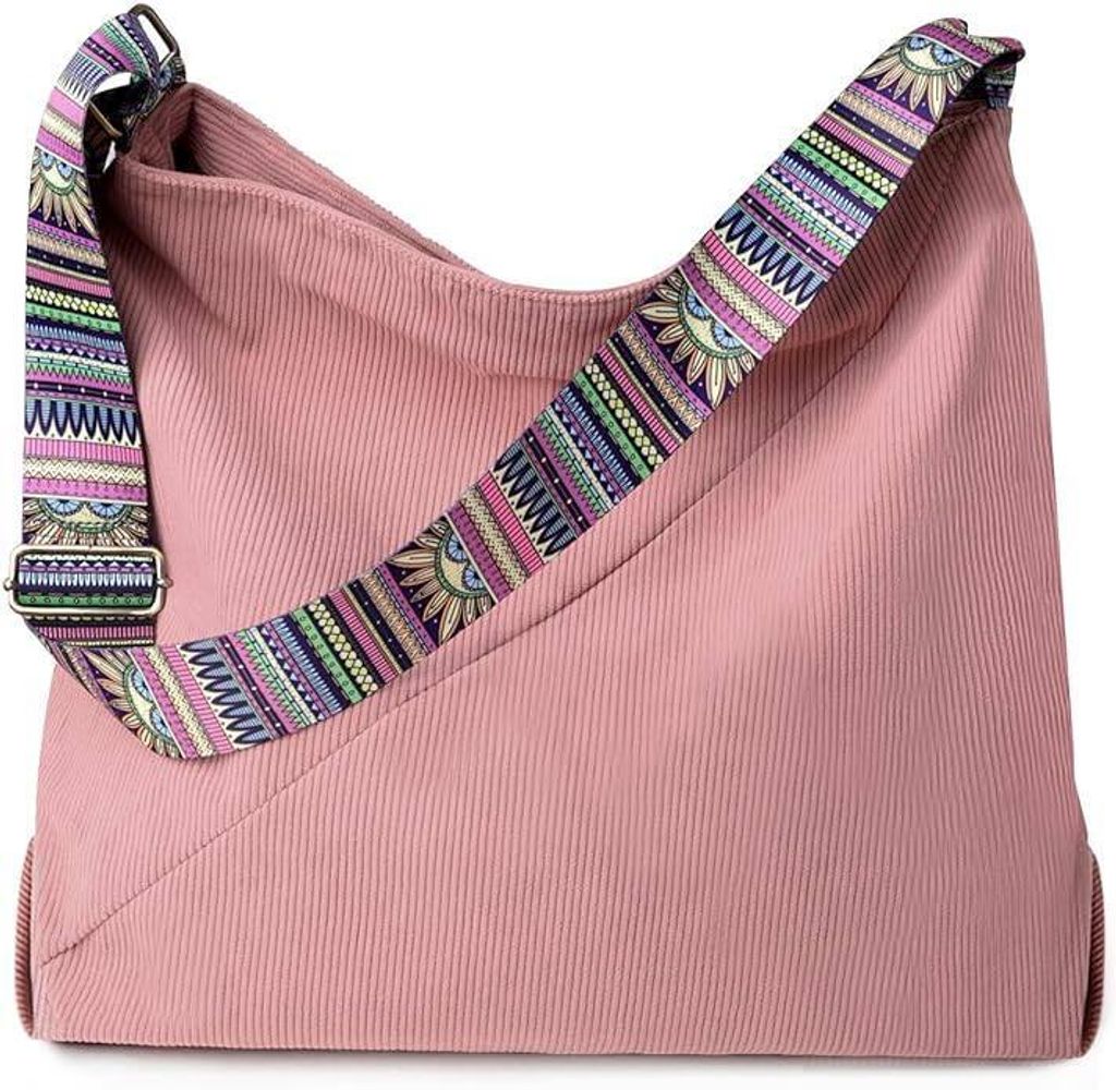 Korbtasche Damen OKWISH Umhängetasche Damen Groß Cord