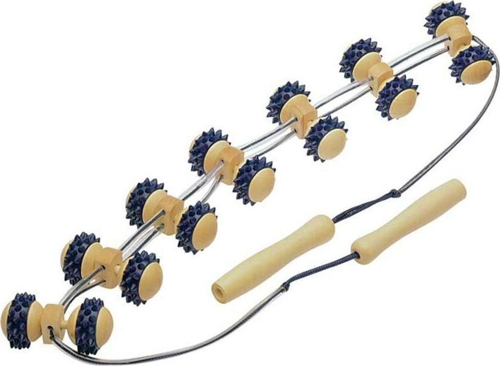 Massage-Rückenrollband mit Kunststoffnoppen ca.115x8cm, Holz>>>>