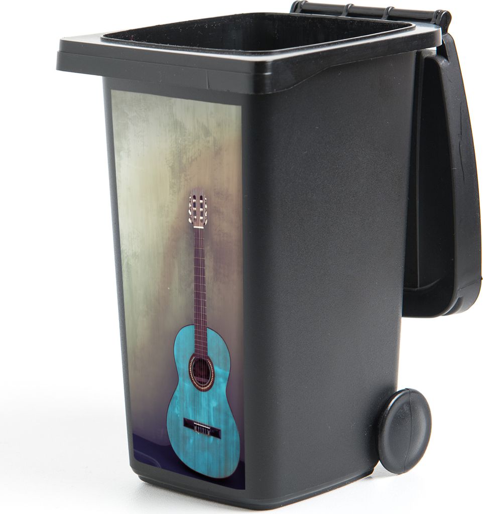 MuchoWow Mülltonnenaufkleber Farbige akustische Gitarre in einem Raum mit einer Betonwand 44x98 cm - Containeraufkleber - Aufkleber - Mülltonne...
