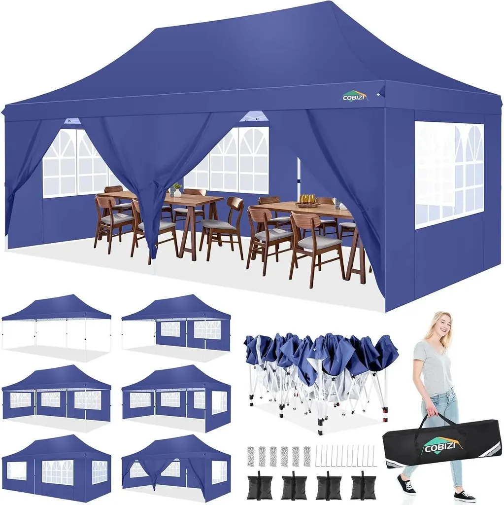 Barnum de jardin 3x6m étanche bleu foncé pour mariage et grand buffet