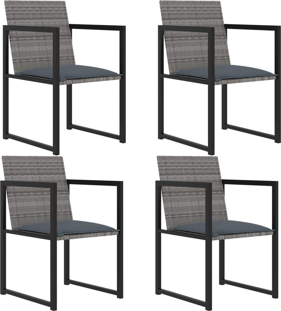 vidaXL 5-tlg. Garten-Essgruppe mit Kissen Poly Rattan Grau